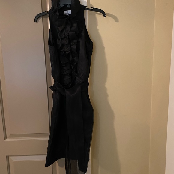 Miguelina Black Silk Ruffle Sleeveless Dress Size S - Picture 2 of 6